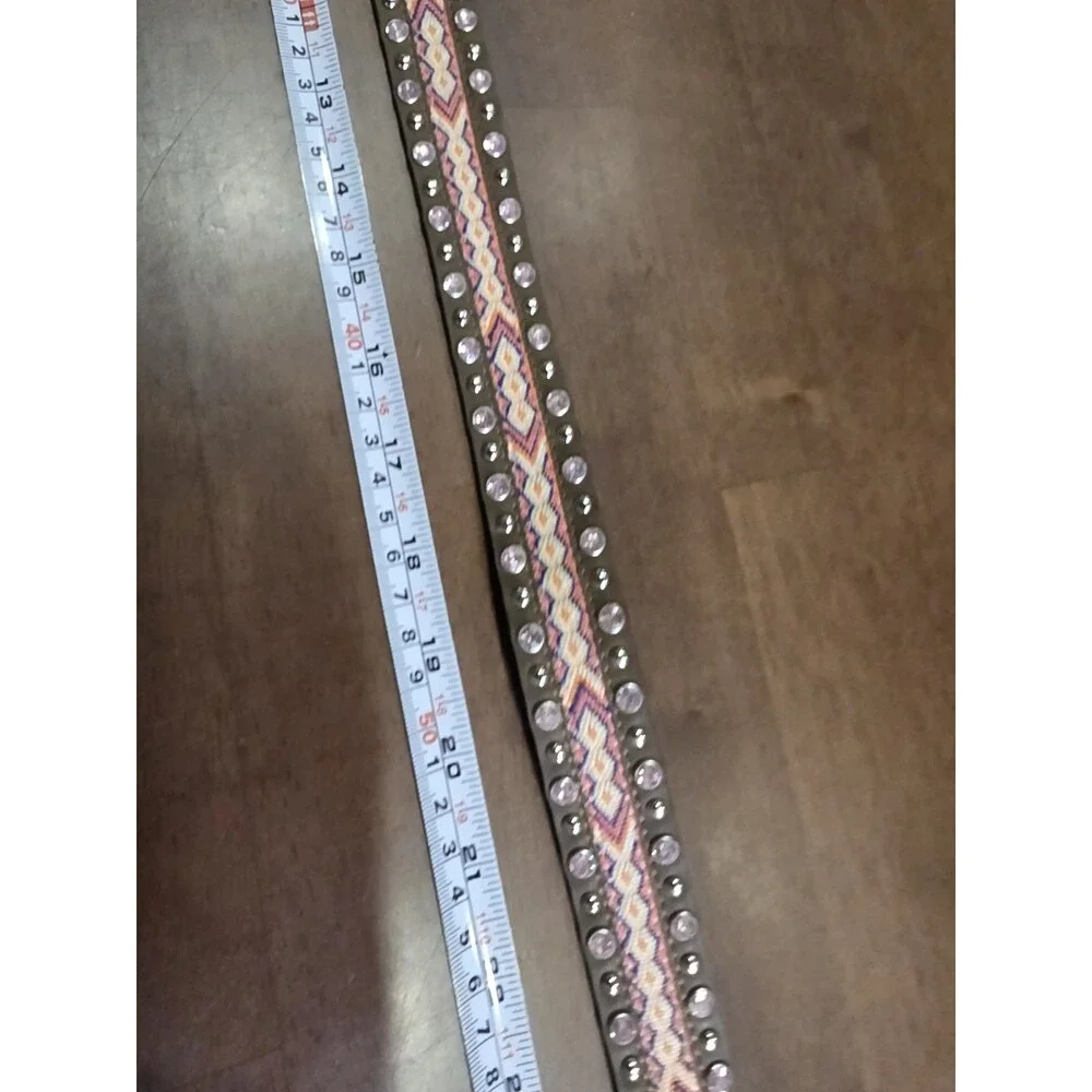 3D Belt Co Angel Ranch Girls Aztec Leather Rhinestone Western Belt XL 30